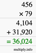 How to calculate 456 times 79 using long multiplication