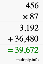 How to calculate 456 times 87 using long multiplication How to calculate 456 times 87 using long multiplication