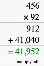How to calculate 456 times 92 using long multiplication