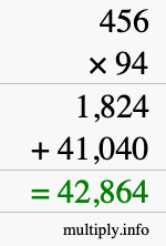 How to calculate 456 times 94 using long multiplication