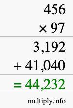 How to calculate 456 times 97 using long multiplication