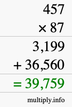 How to calculate 457 times 87 using long multiplication How to calculate 457 times 87 using long multiplication