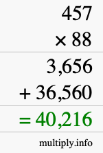 How to calculate 457 times 88 using long multiplication