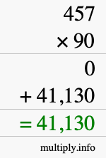 How to calculate 457 times 90 using long multiplication How to calculate 457 times 90 using long multiplication
