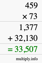 How to calculate 459 times 73 using long multiplication