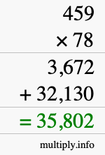 How to calculate 459 times 78 using long multiplication