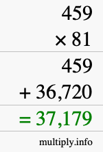 How to calculate 459 times 81 using long multiplication