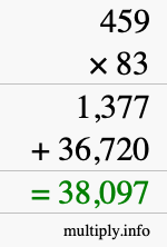 How to calculate 459 times 83 using long multiplication