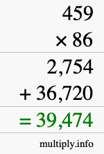 How to calculate 459 times 86 using long multiplication How to calculate 459 times 86 using long multiplication