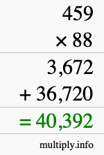 How to calculate 459 times 88 using long multiplication