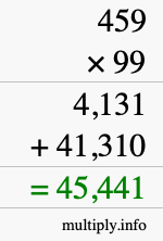 How to calculate 459 times 99 using long multiplication