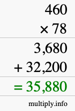 How to calculate 460 times 78 using long multiplication