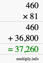 How to calculate 460 times 81 using long multiplication