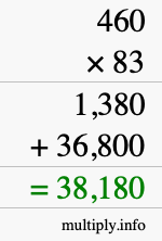How to calculate 460 times 83 using long multiplication