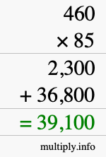 How to calculate 460 times 85 using long multiplication How to calculate 460 times 85 using long multiplication
