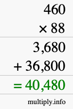 How to calculate 460 times 88 using long multiplication