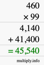 How to calculate 460 times 99 using long multiplication