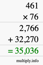 How to calculate 461 times 76 using long multiplication