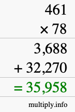 How to calculate 461 times 78 using long multiplication