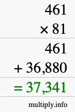 How to calculate 461 times 81 using long multiplication
