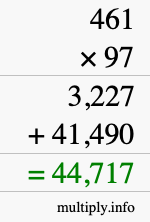 How to calculate 461 times 97 using long multiplication