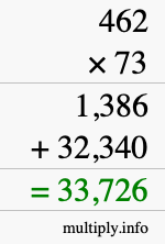 How to calculate 462 times 73 using long multiplication