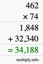How to calculate 462 times 74 using long multiplication