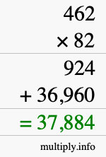 How to calculate 462 times 82 using long multiplication