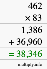 How to calculate 462 times 83 using long multiplication