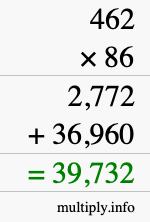 How to calculate 462 times 86 using long multiplication How to calculate 462 times 86 using long multiplication
