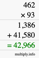 How to calculate 462 times 93 using long multiplication