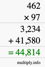 How to calculate 462 times 97 using long multiplication