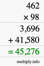 How to calculate 462 times 98 using long multiplication
