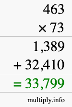 How to calculate 463 times 73 using long multiplication