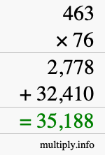 How to calculate 463 times 76 using long multiplication