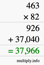 How to calculate 463 times 82 using long multiplication