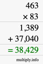 How to calculate 463 times 83 using long multiplication