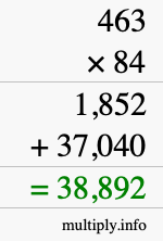 How to calculate 463 times 84 using long multiplication