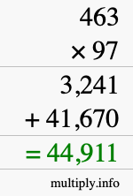 How to calculate 463 times 97 using long multiplication