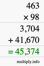 How to calculate 463 times 98 using long multiplication