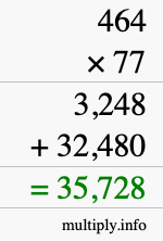 How to calculate 464 times 77 using long multiplication How to calculate 464 times 77 using long multiplication