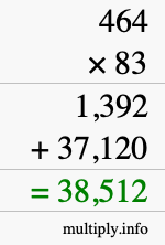 How to calculate 464 times 83 using long multiplication