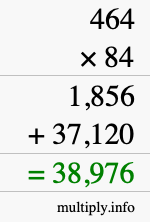 How to calculate 464 times 84 using long multiplication