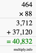 How to calculate 464 times 88 using long multiplication