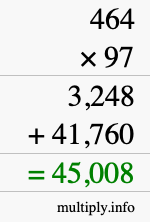 How to calculate 464 times 97 using long multiplication