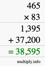 How to calculate 465 times 83 using long multiplication