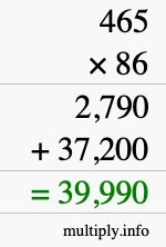 How to calculate 465 times 86 using long multiplication How to calculate 465 times 86 using long multiplication