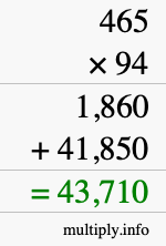 How to calculate 465 times 94 using long multiplication