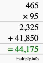 How to calculate 465 times 95 using long multiplication How to calculate 465 times 95 using long multiplication