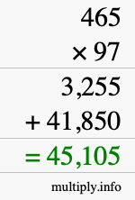How to calculate 465 times 97 using long multiplication